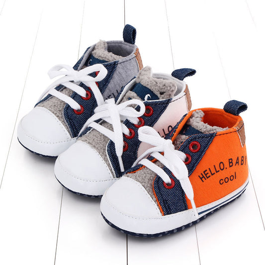 Canvas shoes color matching letters walking shoes